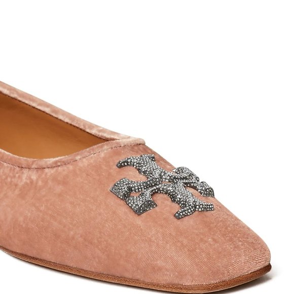 Tory Burch Eleanor Crystal Ballet Flat Shoes Meadowsweet Pink Women's Size 9 BOX - Picture 6 of 13
